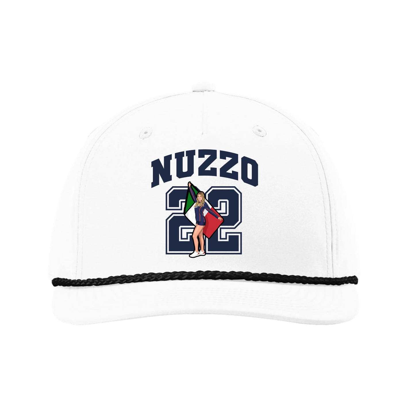 Five-Panel Classic Rope Cap — Number in White