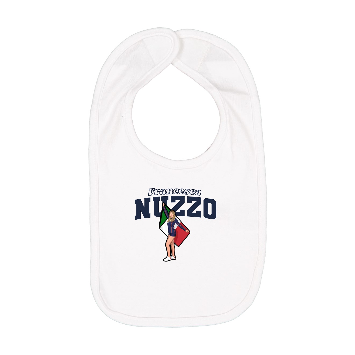 Infant Bib — Name Arch in White