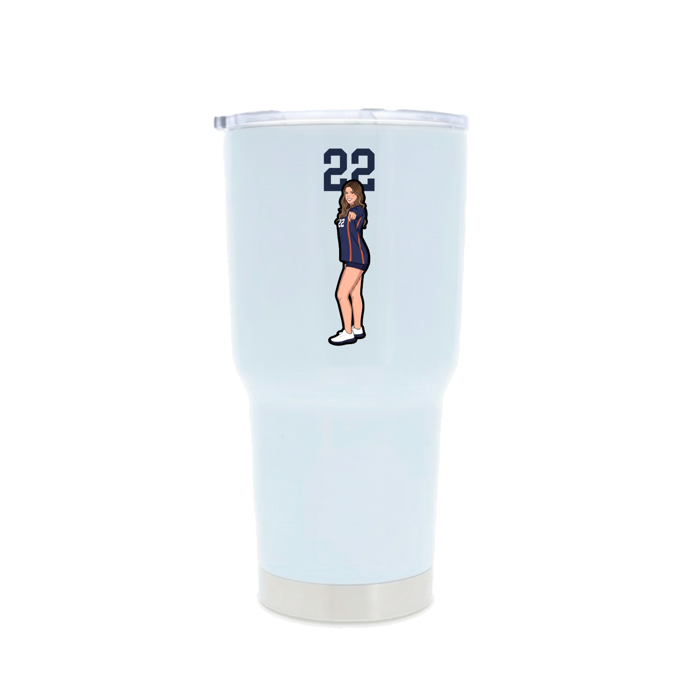 30oz Stainless Steel Tumbler — Number Top in White
