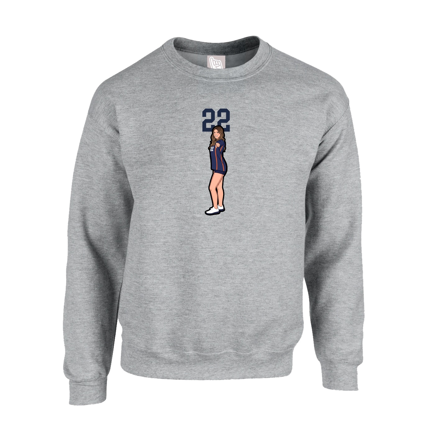 Fleece Crew — Number Top in Grey