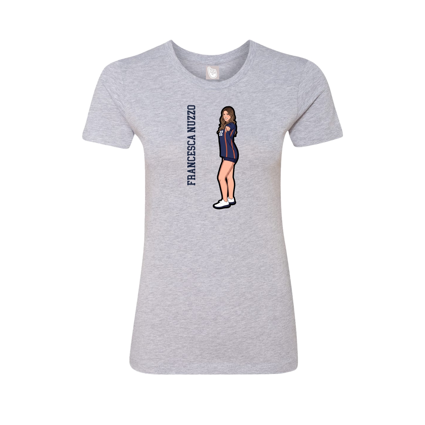 Fitted Women's Tee — Name Vertical in Grey