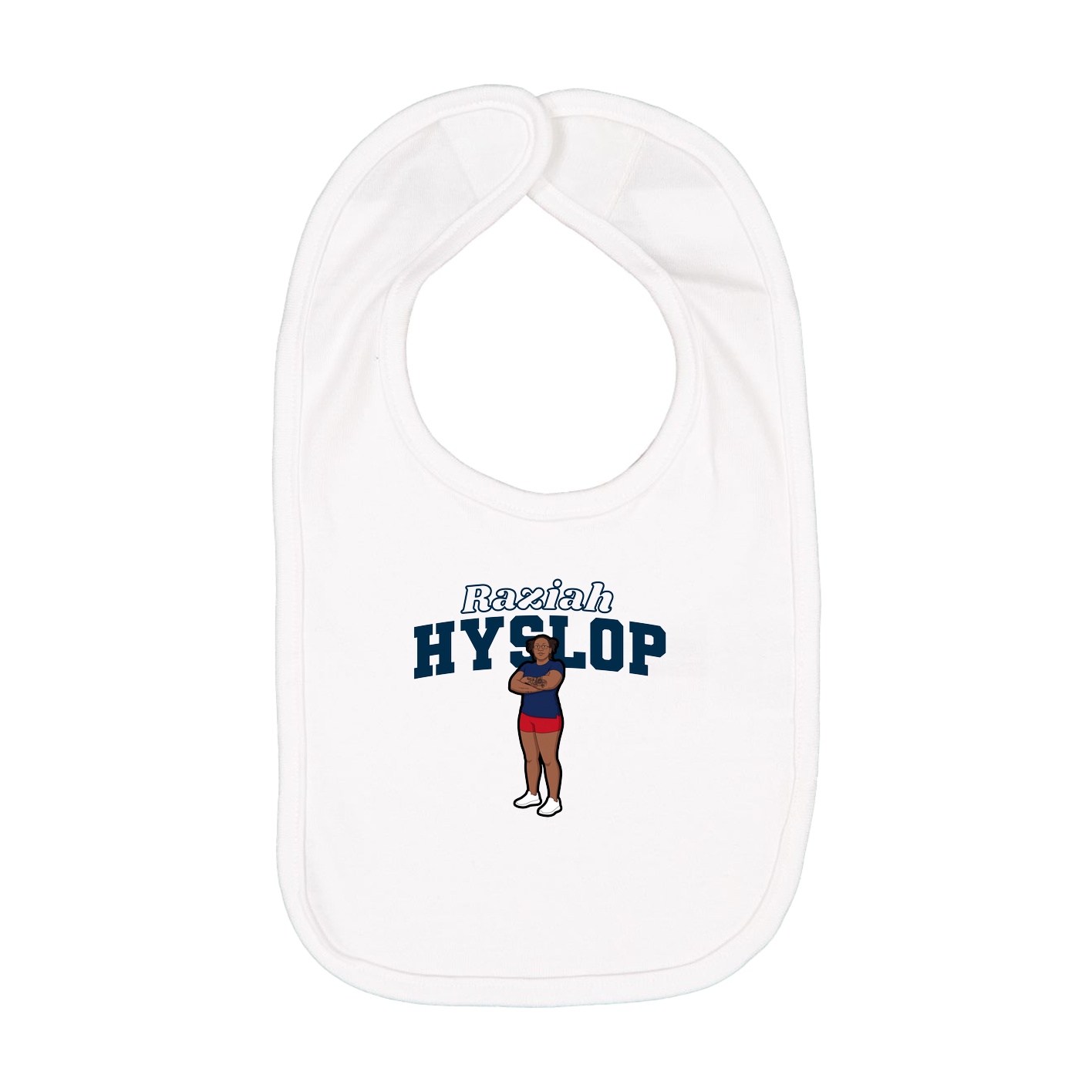 Infant Bib — Name Arch in White