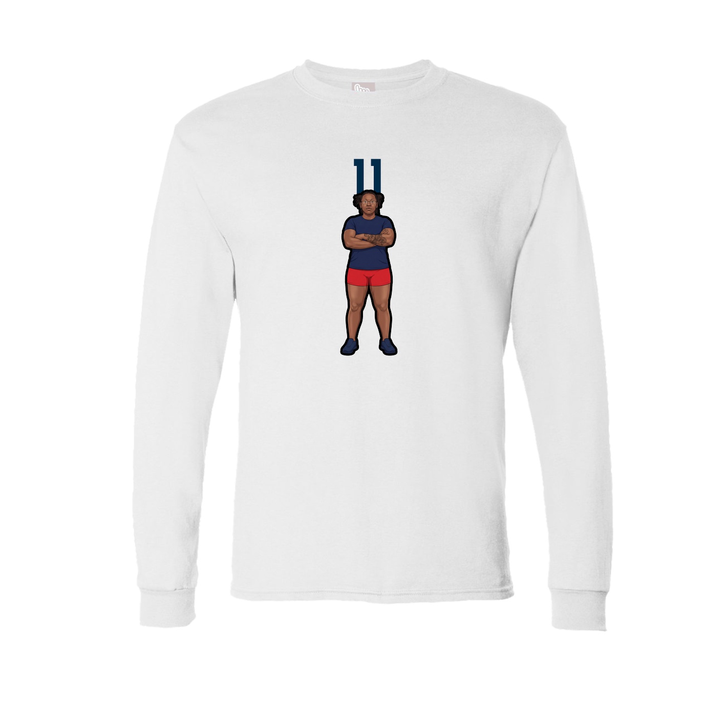 Long Sleeve Tee — Number Top in White