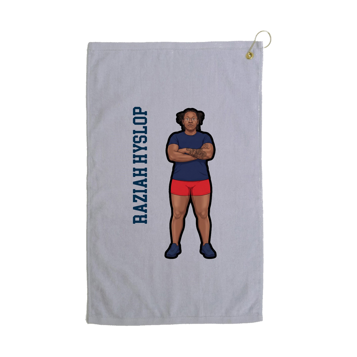 Golf Towel — Name Vertical in Grey