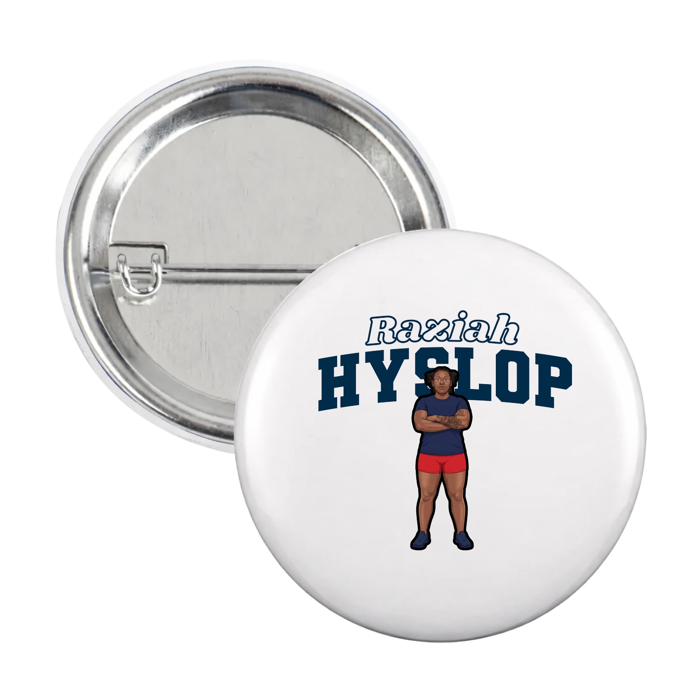 Game Day Button — Name Arch in White