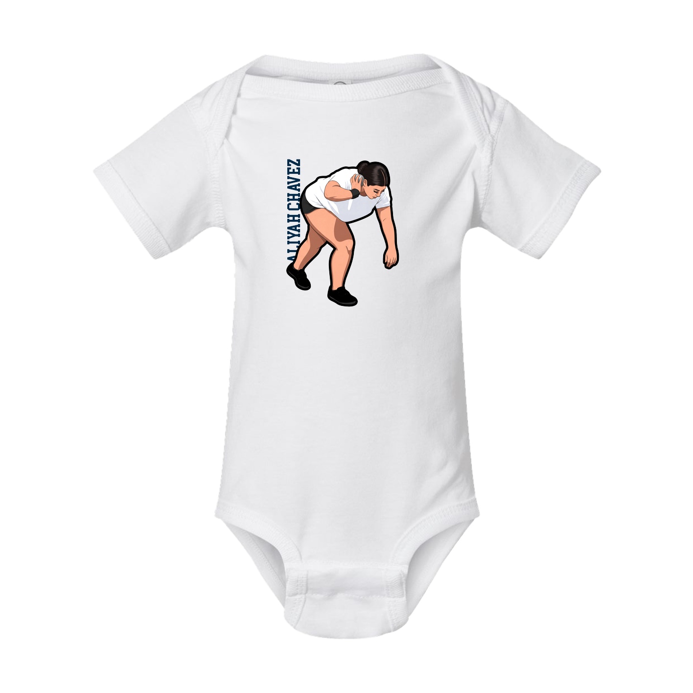Baby Onesie — Name Vertical in White