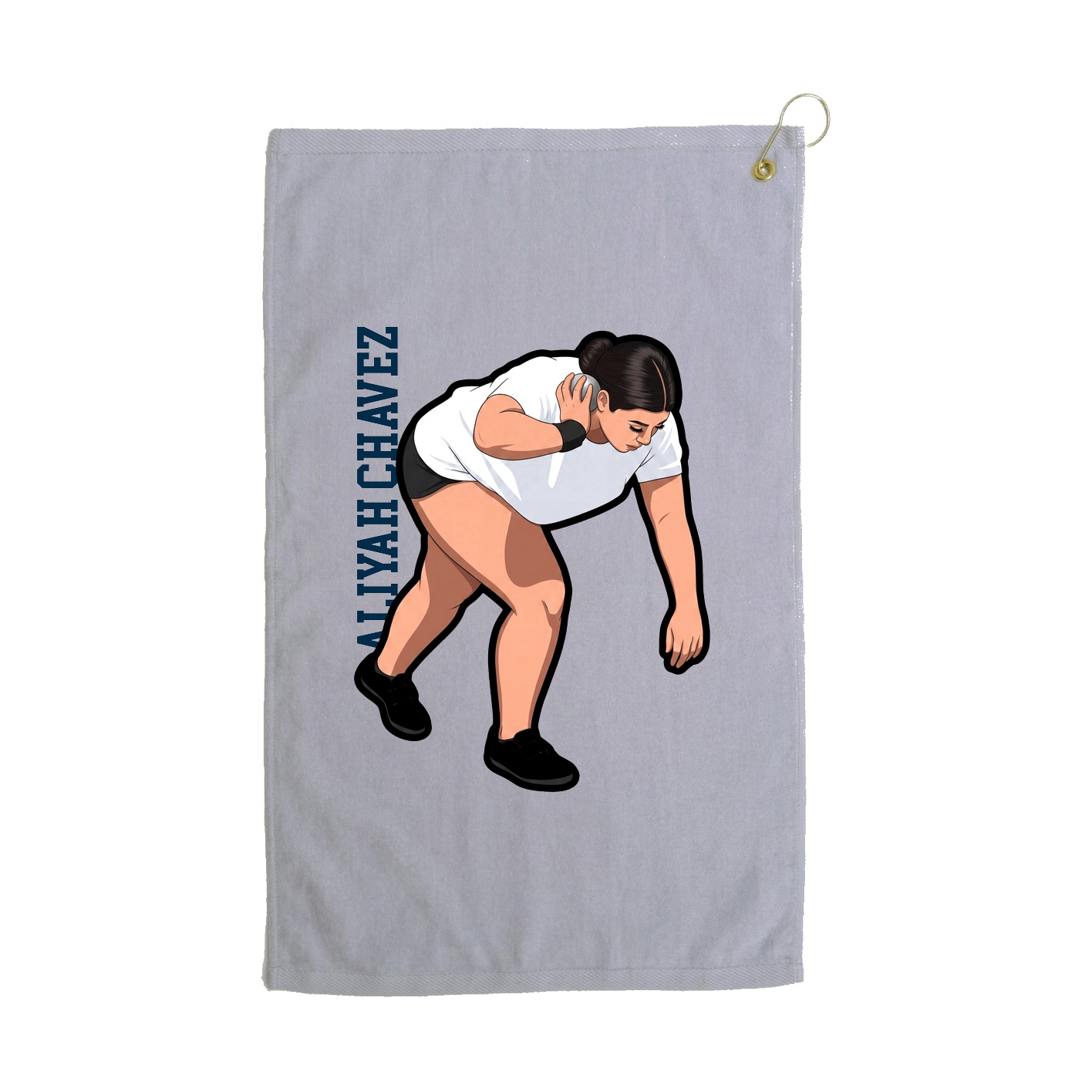 Golf Towel — Name Vertical in Grey