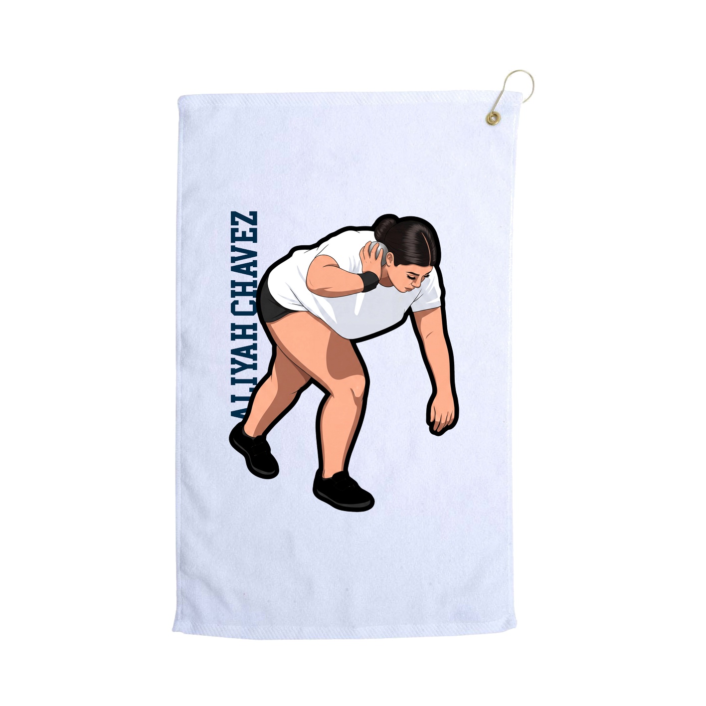 Golf Towel — Name Vertical in White