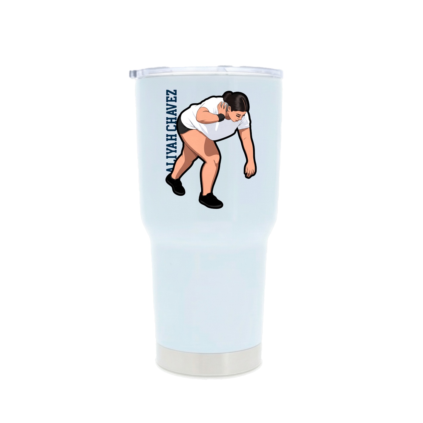 30oz Stainless Steel Tumbler — Name Vertical in White