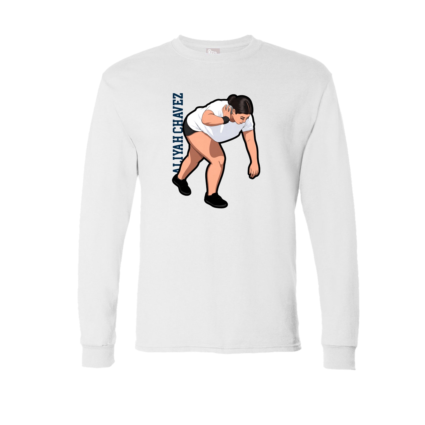 Long Sleeve Tee — Name Vertical in White