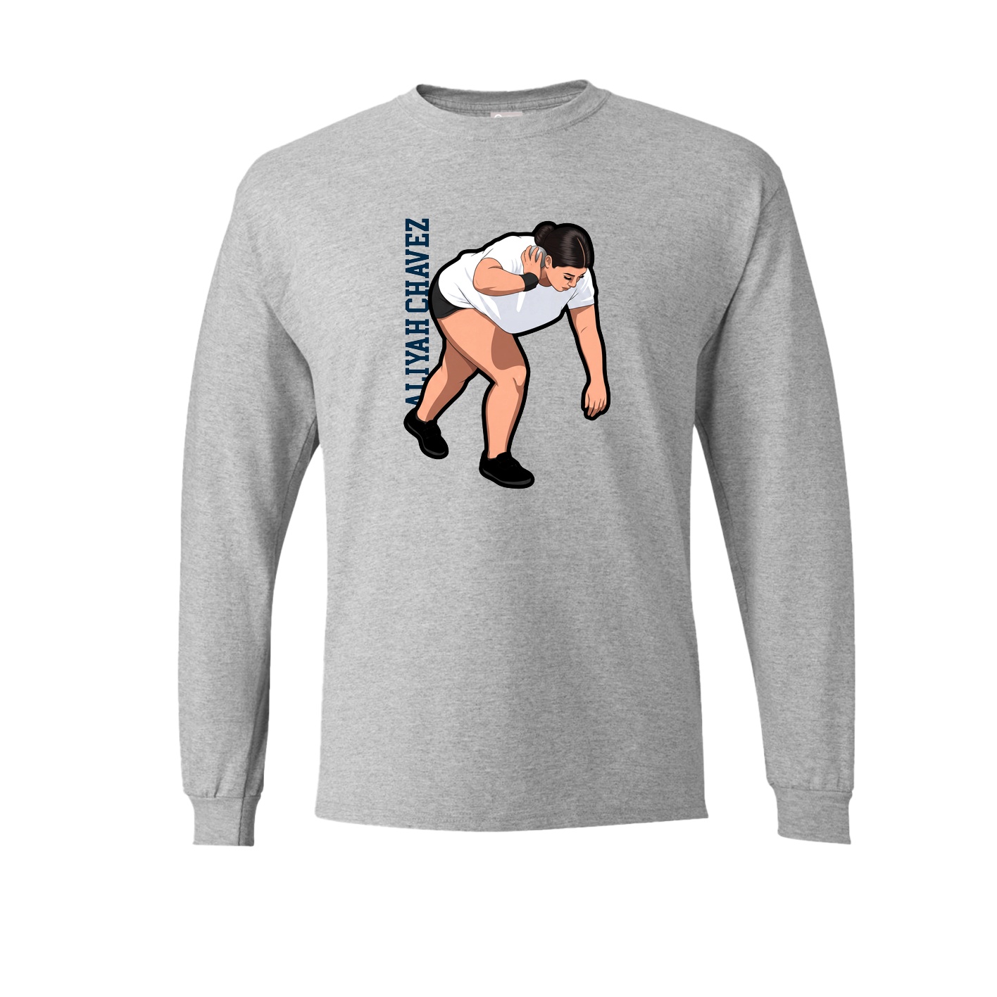 Long Sleeve Tee — Name Vertical in Grey