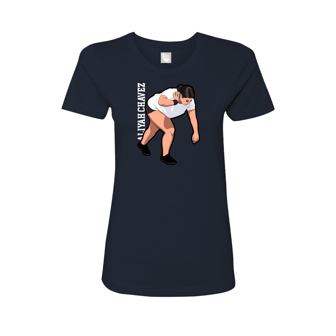 Womens Tee — Name Vertical in Navy