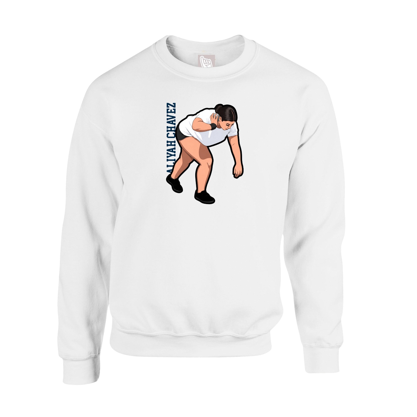 Fleece Crew — Name Vertical in White