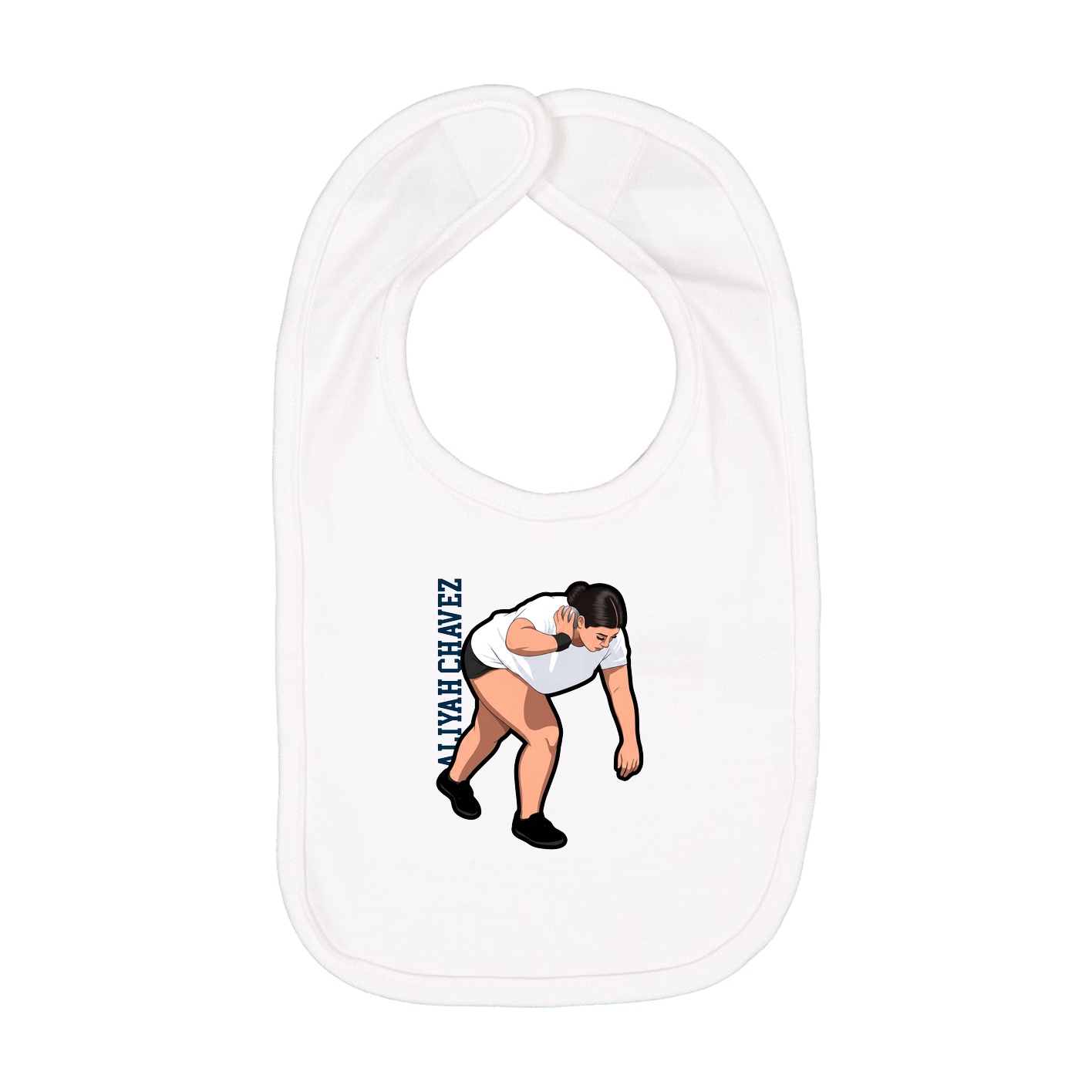 Infant Bib — Name Vertical in White