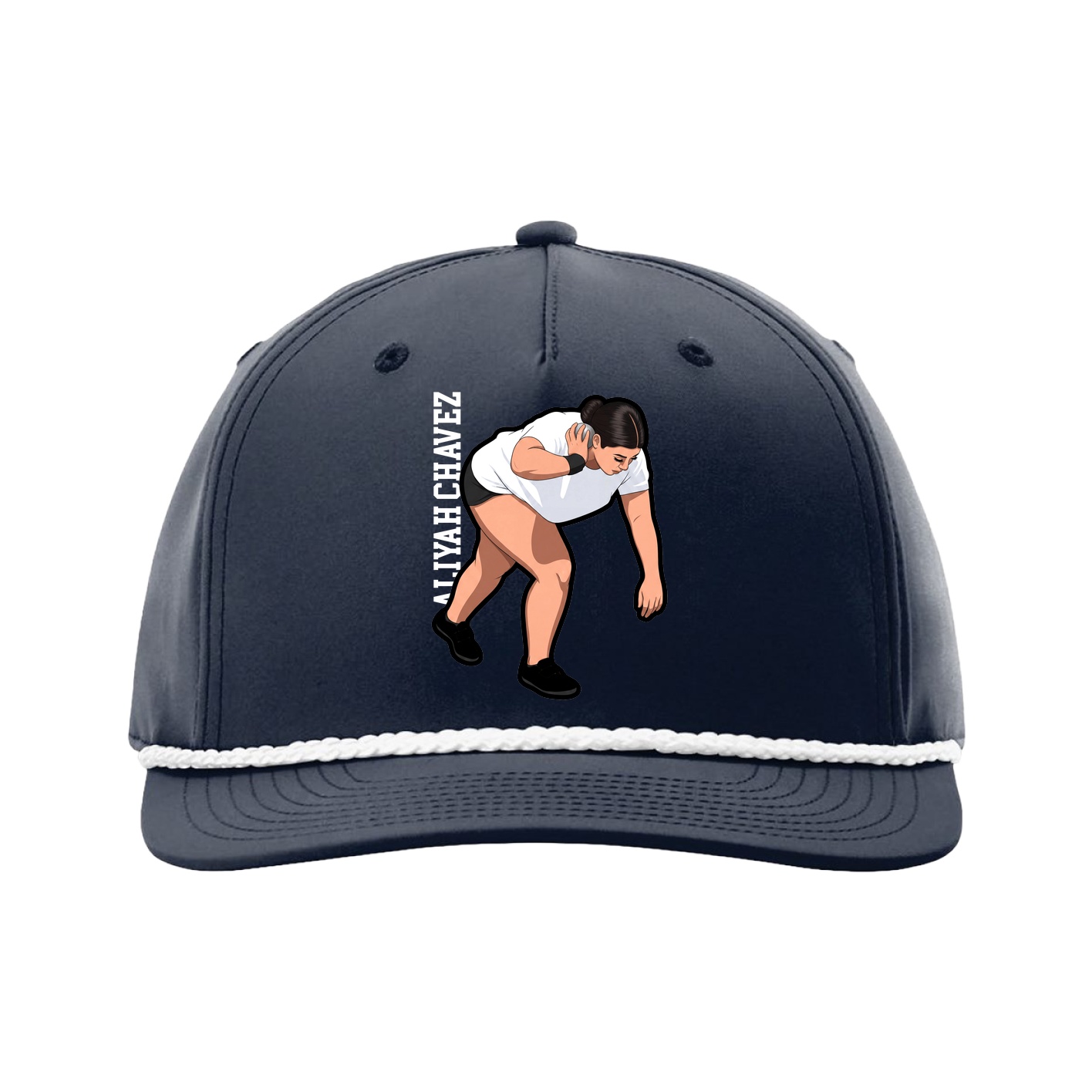 Five-Panel Classic Rope Cap — Name Vertical in Navy