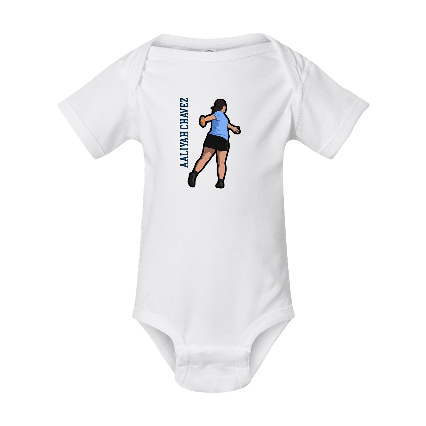 Baby Onesie — Name Vertical in White
