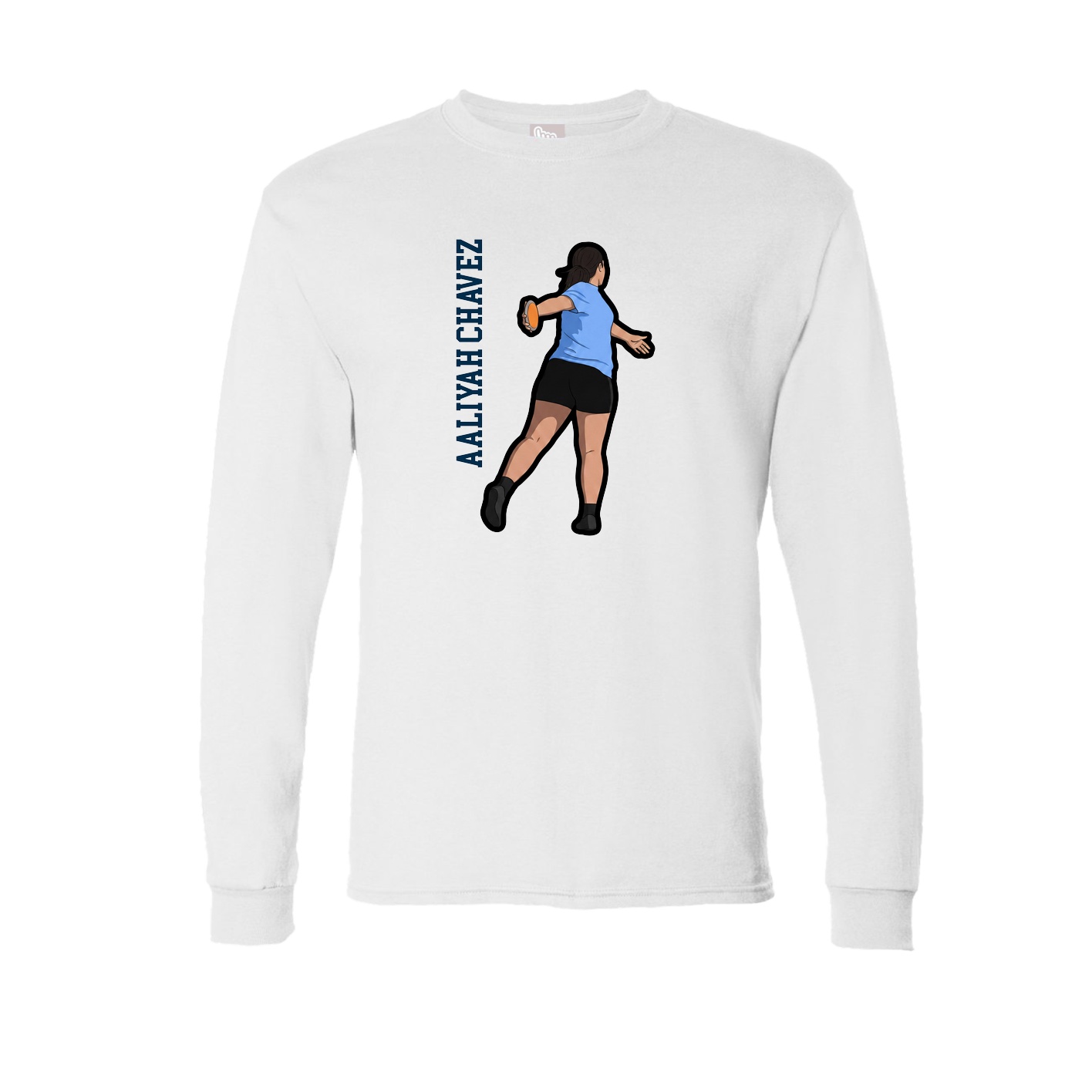 Long Sleeve Tee — Name Vertical in White