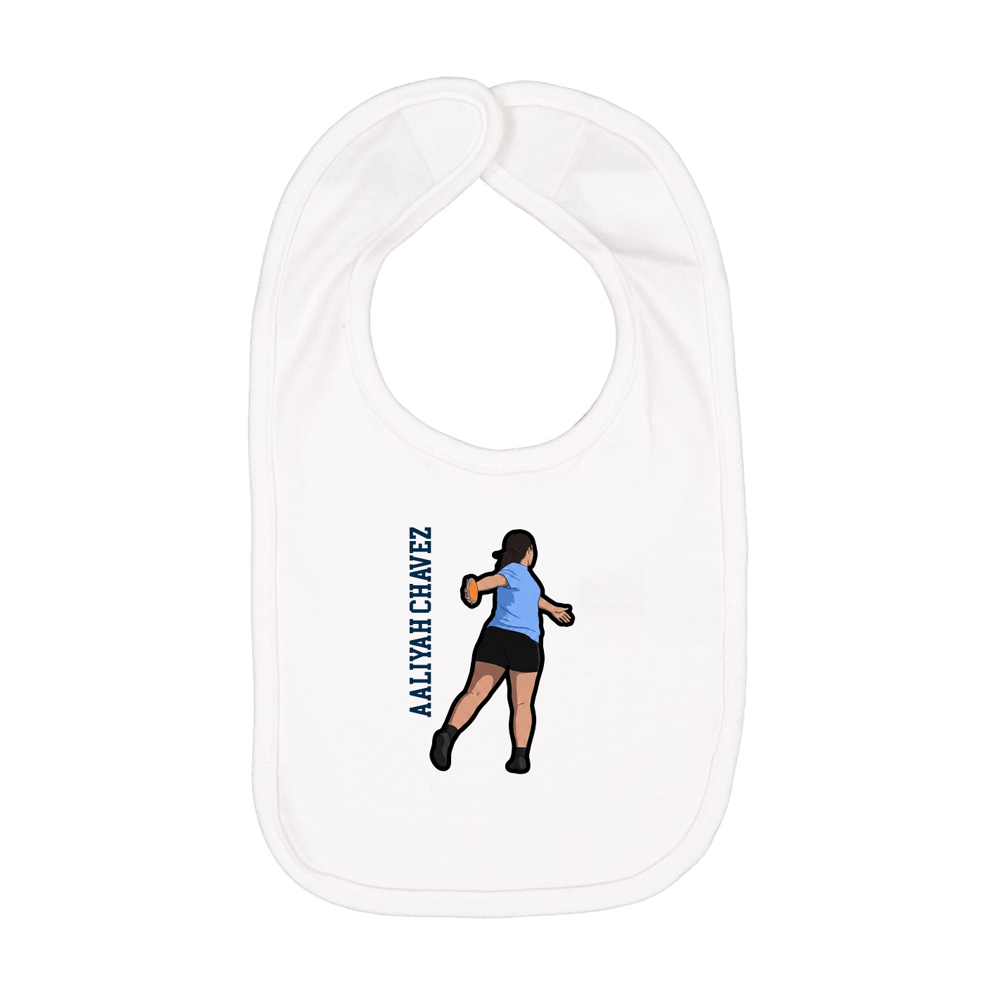 Infant Bib — Name Vertical in White