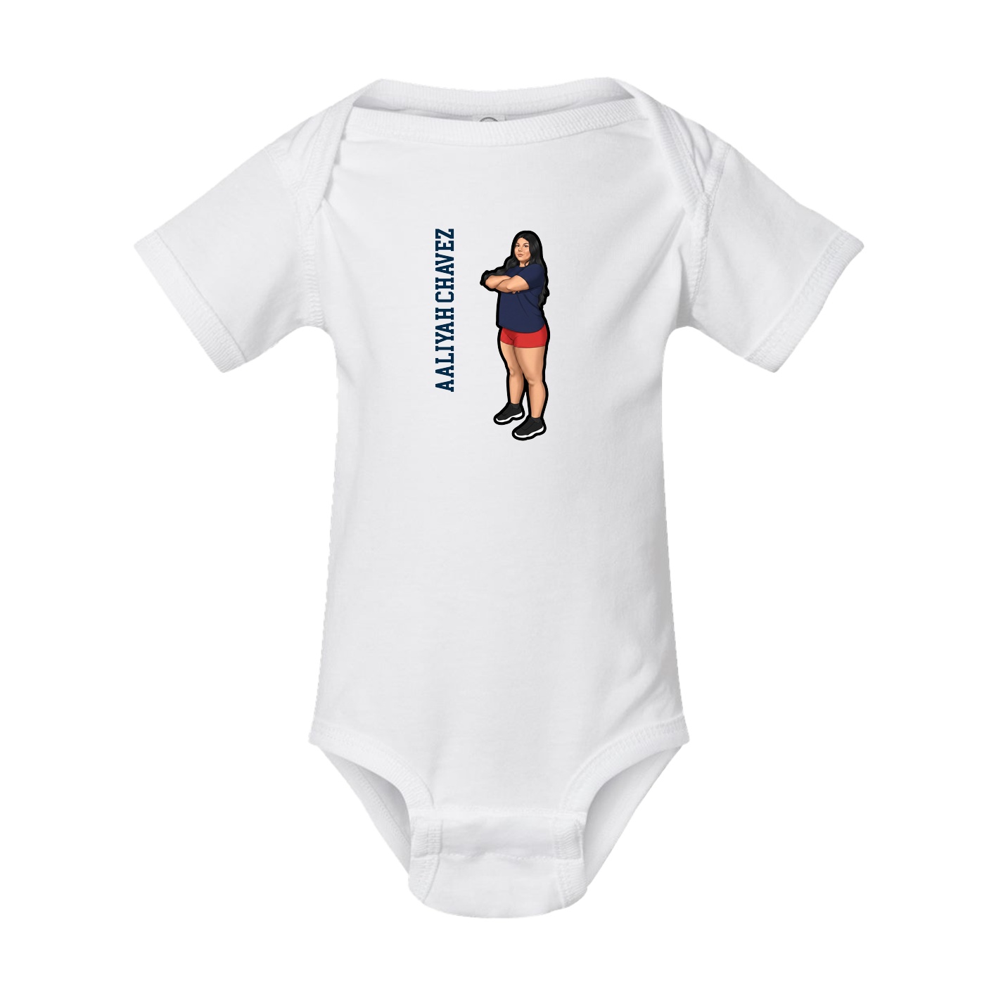 Baby Onesie — Name Vertical in White