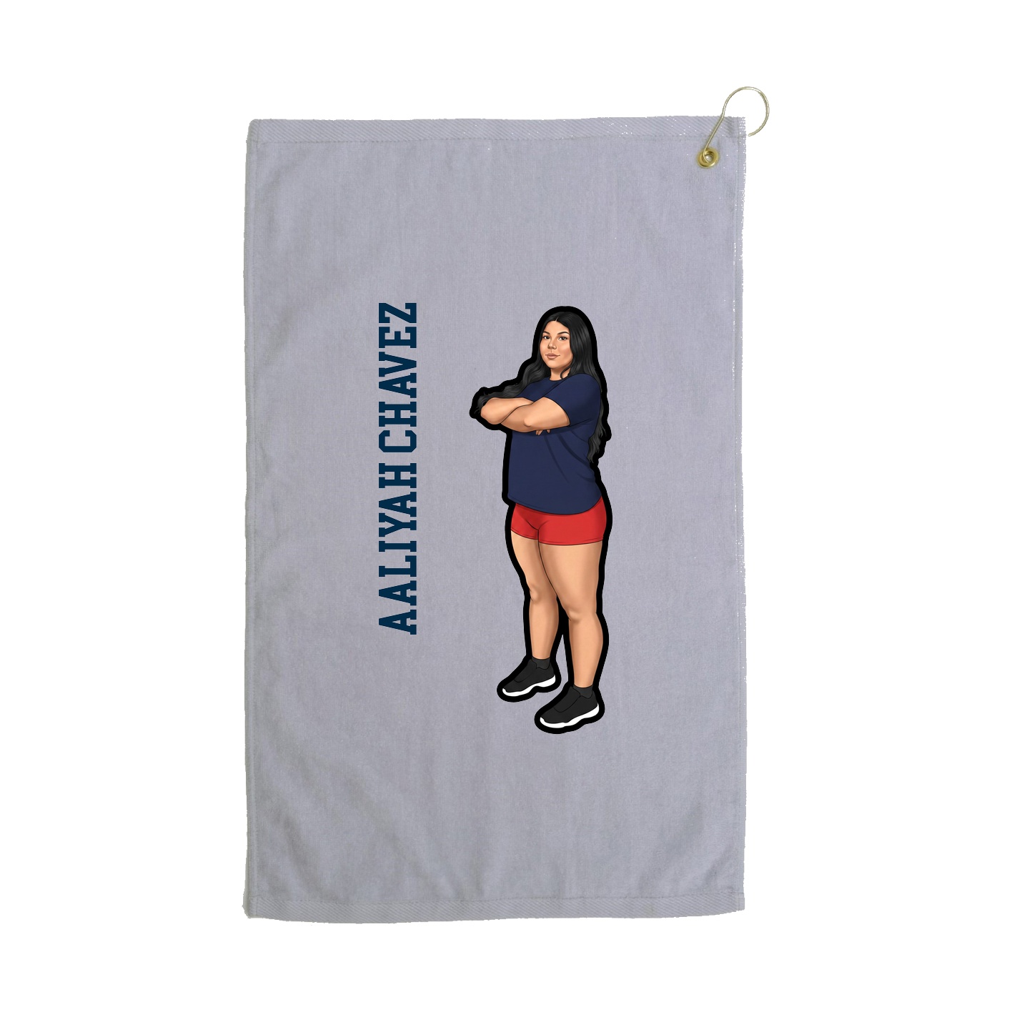 Golf Towel — Name Vertical in Grey