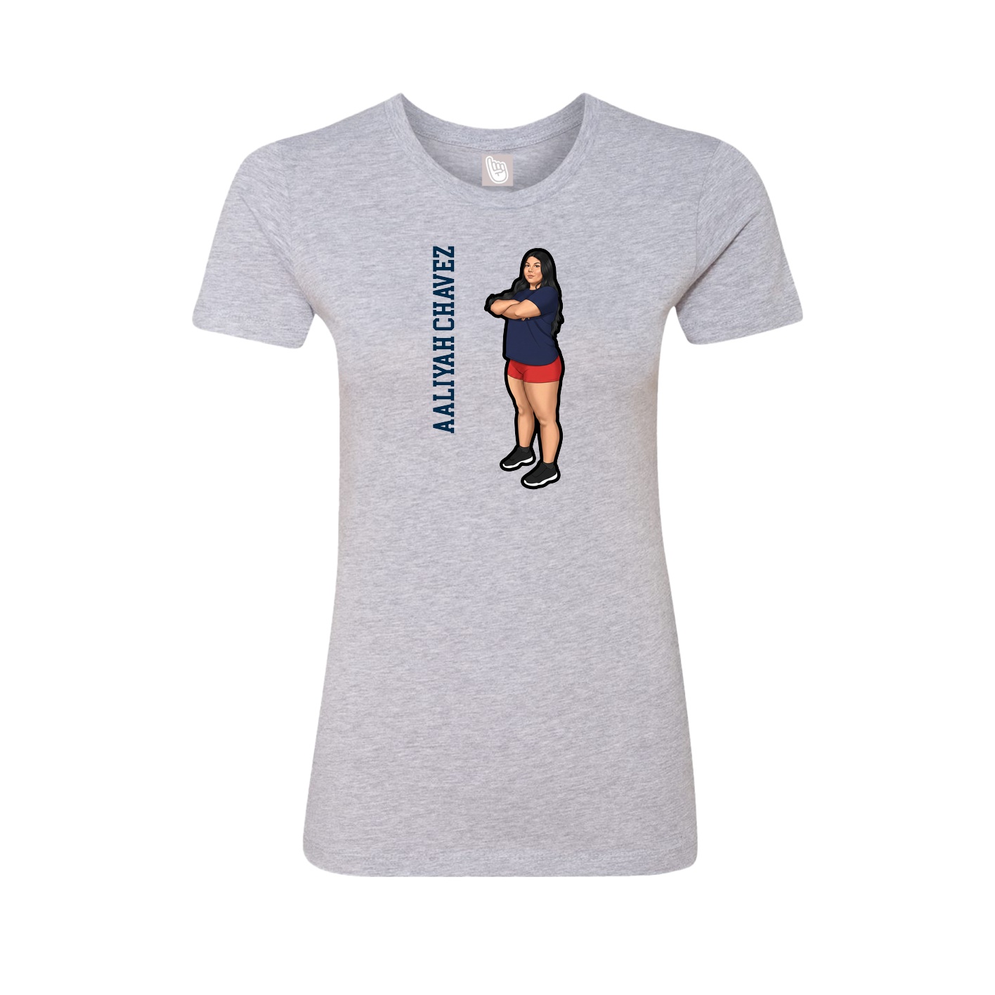 Womens Tee — Name Vertical in Grey