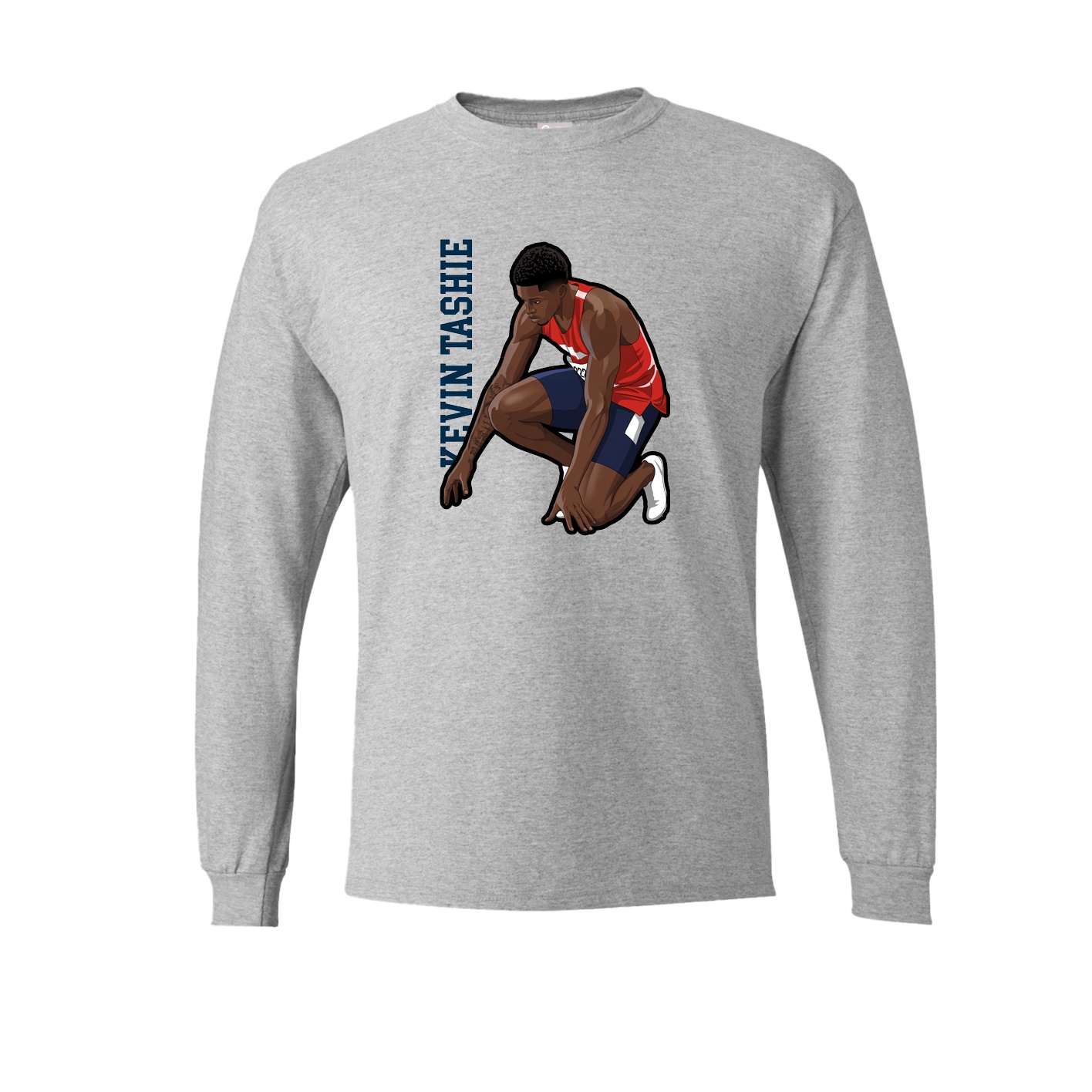 Long Sleeve Tee — Name Vertical in Grey
