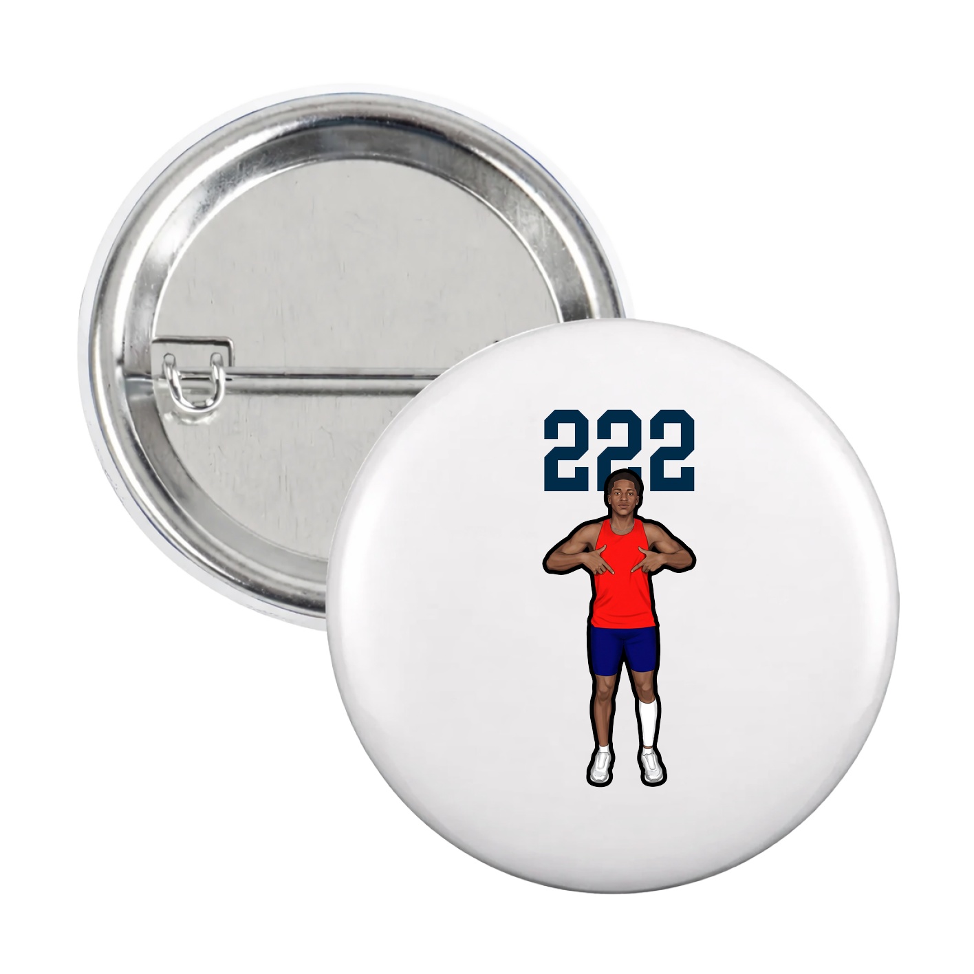 Game Day Button — Number Top in White