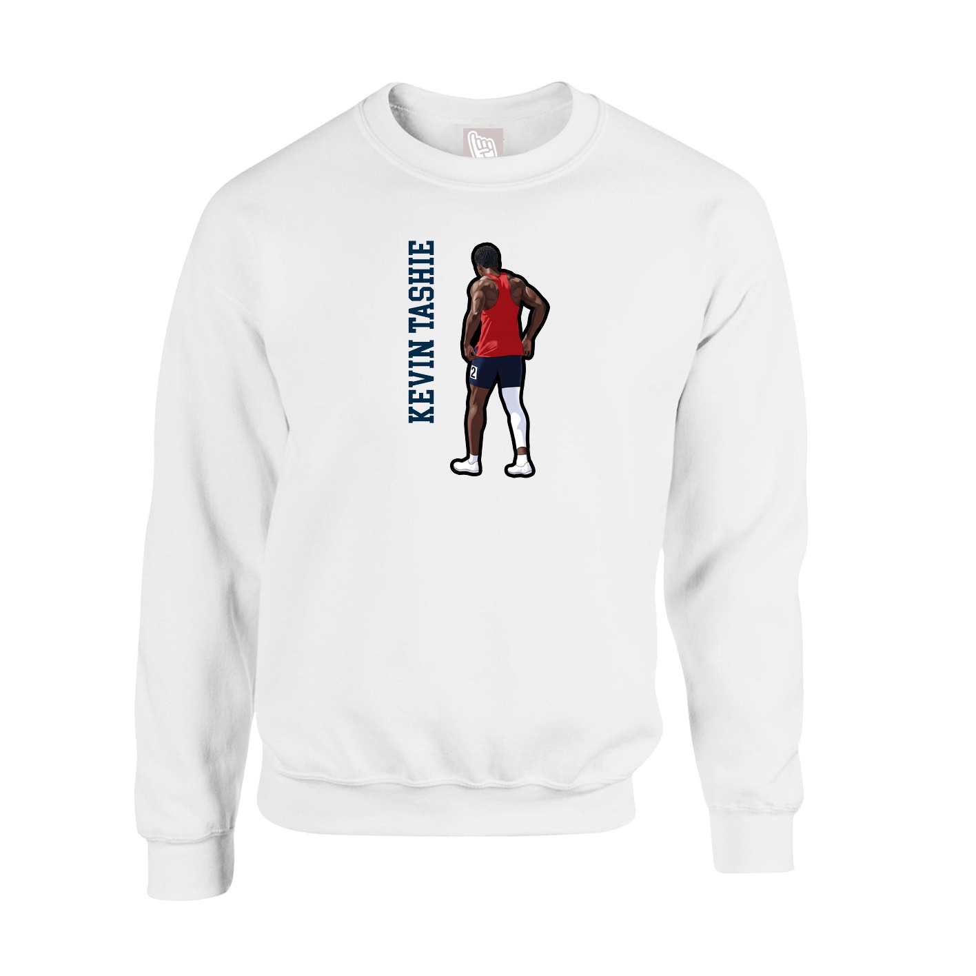 Fleece Crew — Name Vertical in White
