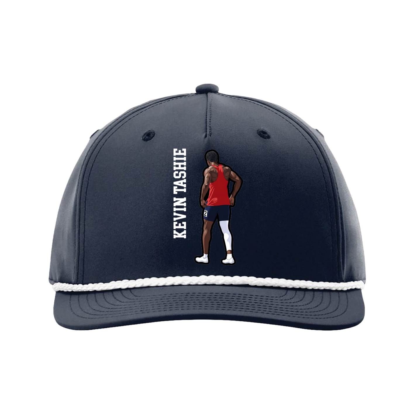 Five-Panel Classic Rope Cap — Name Vertical in Navy