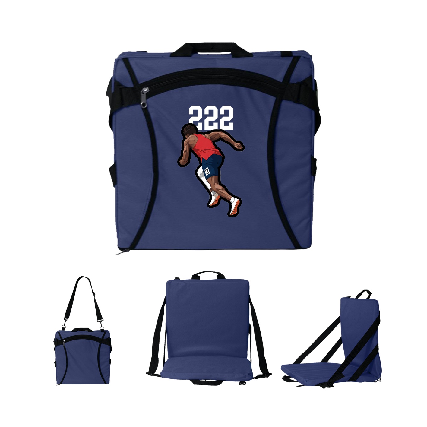 Folding Stadium Seat — Number Top in Navy