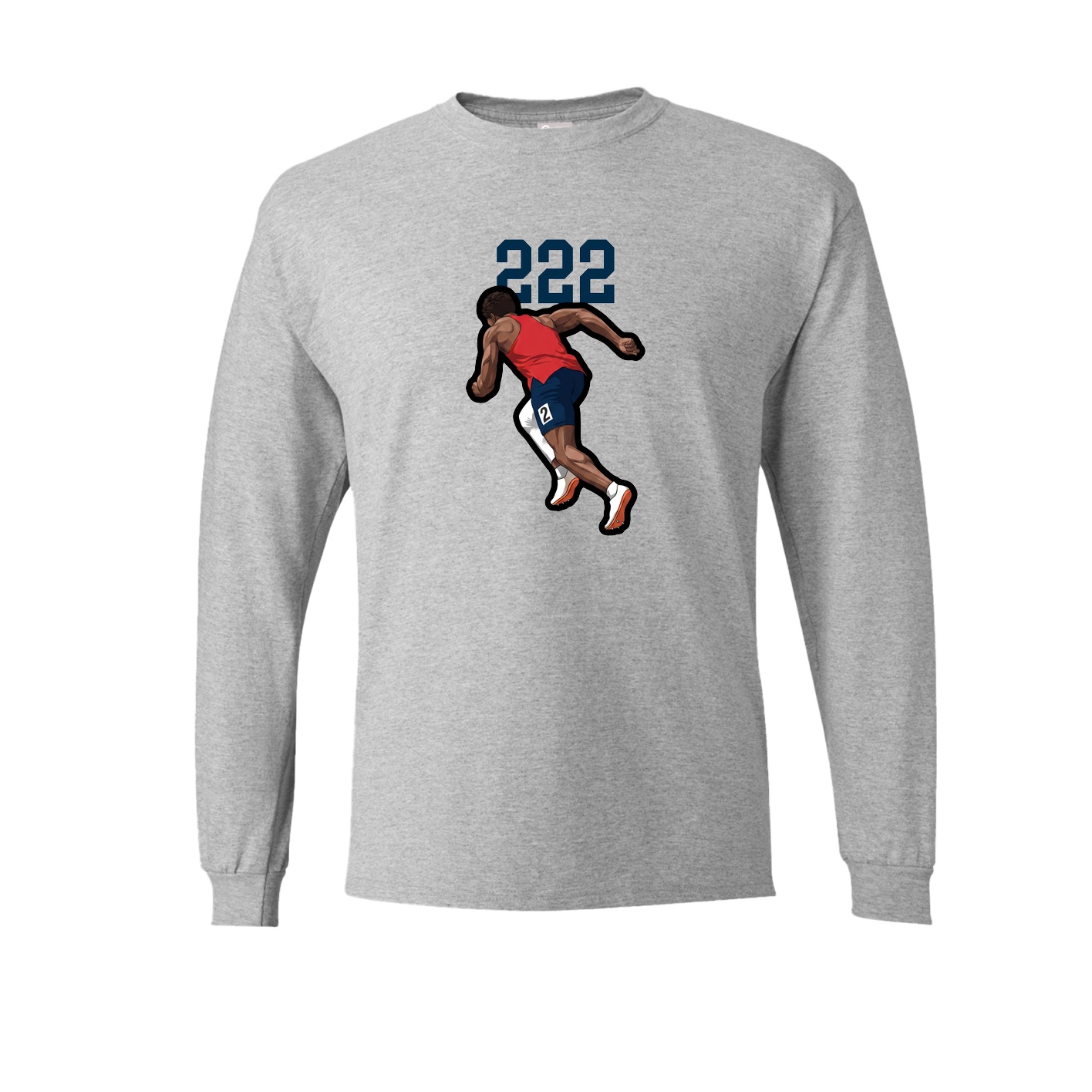 Long Sleeve Tee — Number Top in Grey
