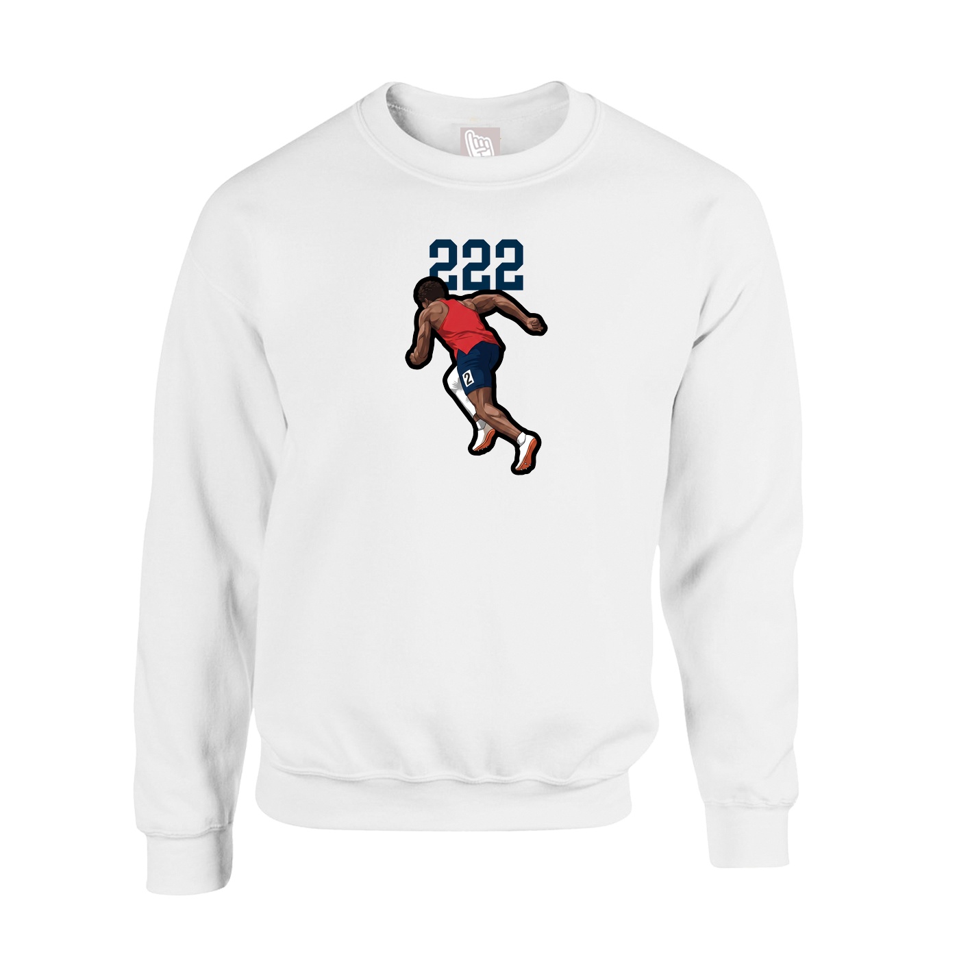 Fleece Crew — Number Top in White