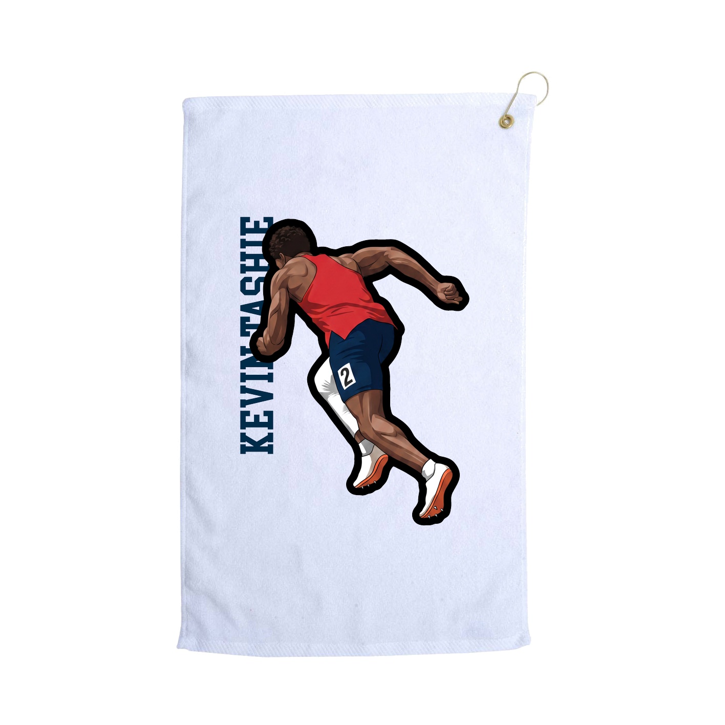 Golf Towel — Name Vertical in White