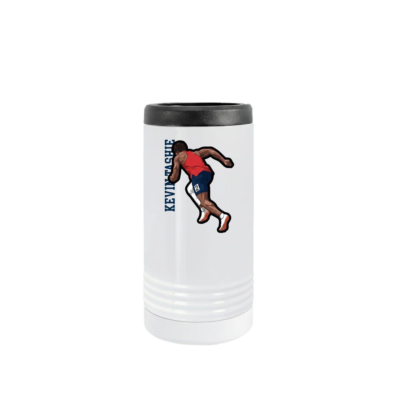 Slim Beverage Holder — Name Vertical in White