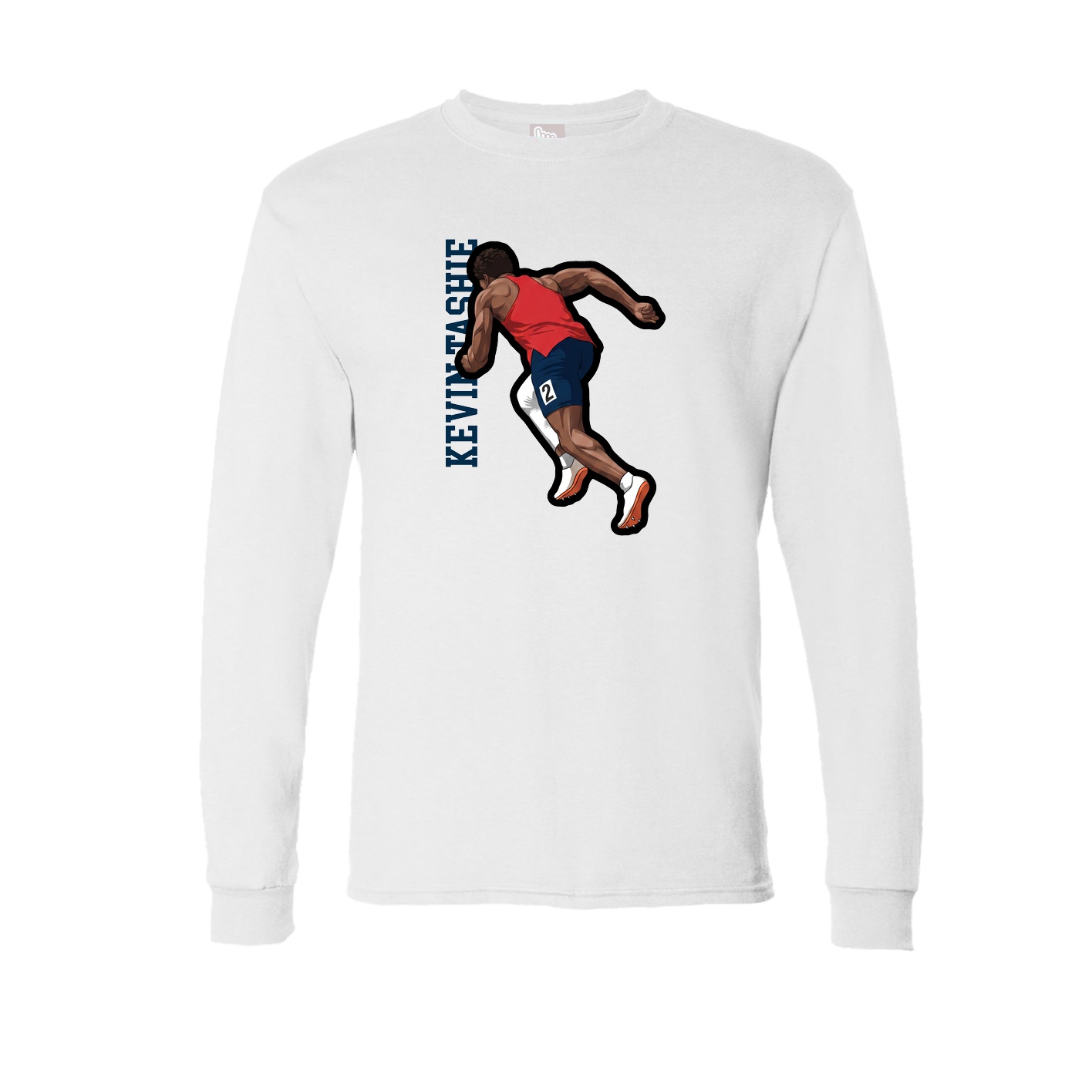 Long Sleeve Tee — Name Vertical in White