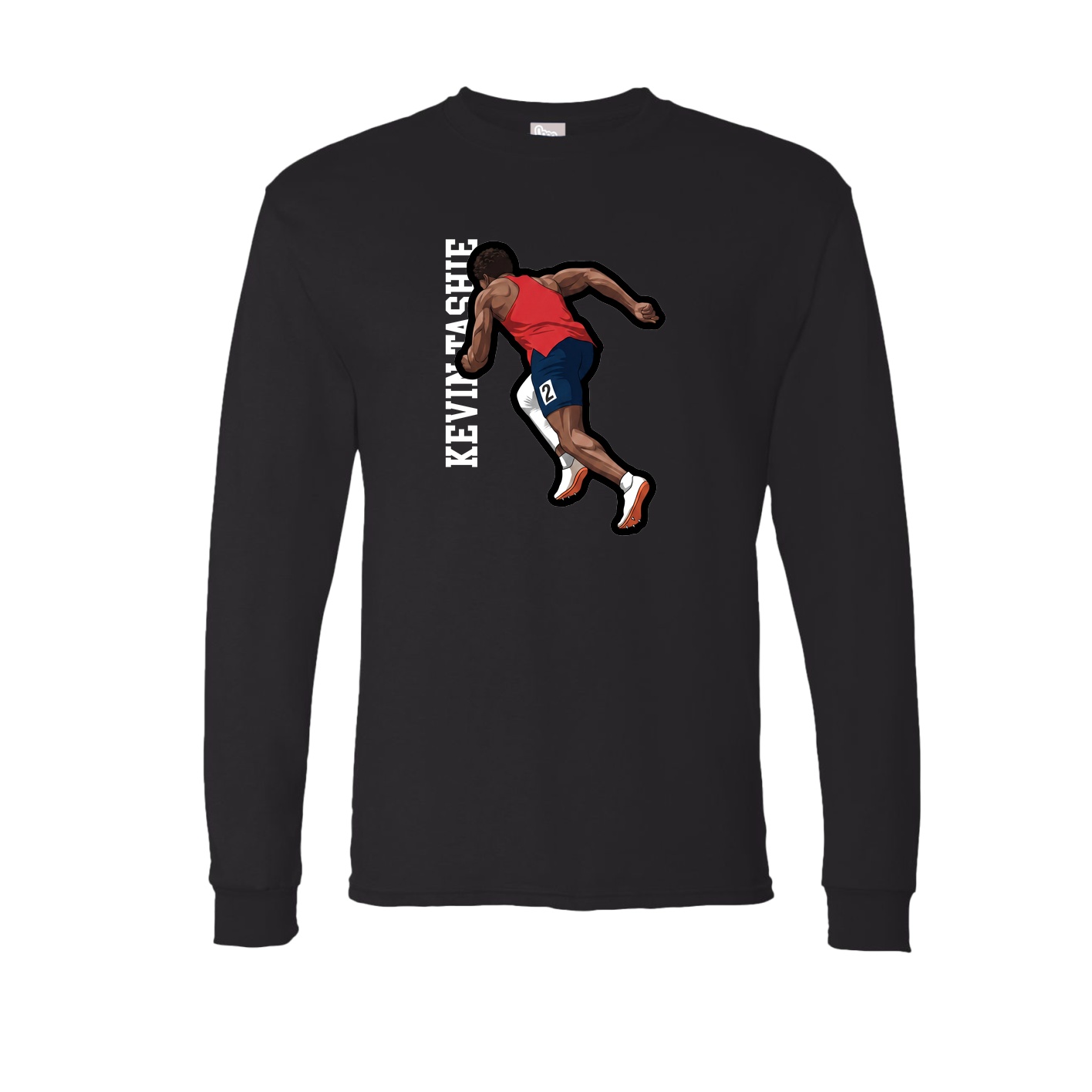 Long Sleeve Tee — Name Vertical in Black