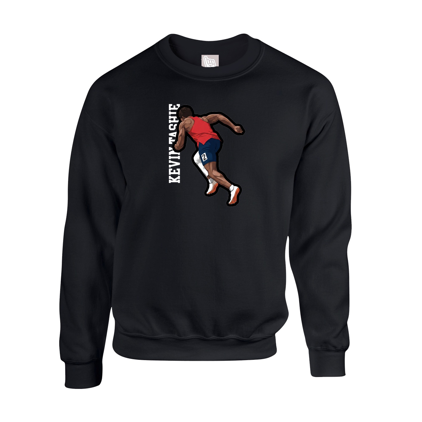 Fleece Crew — Name Vertical in Black