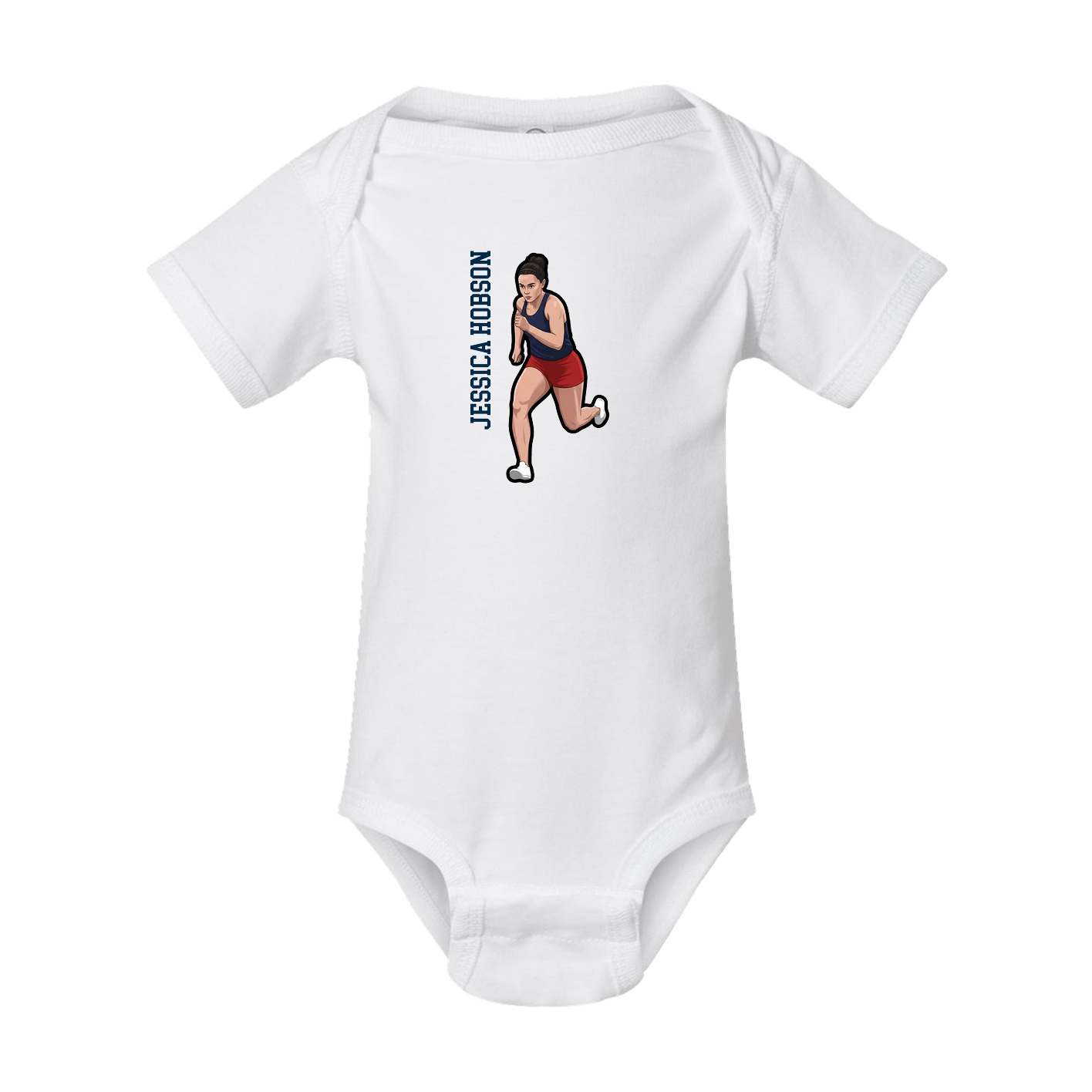 Baby Onesie — Name Vertical in White