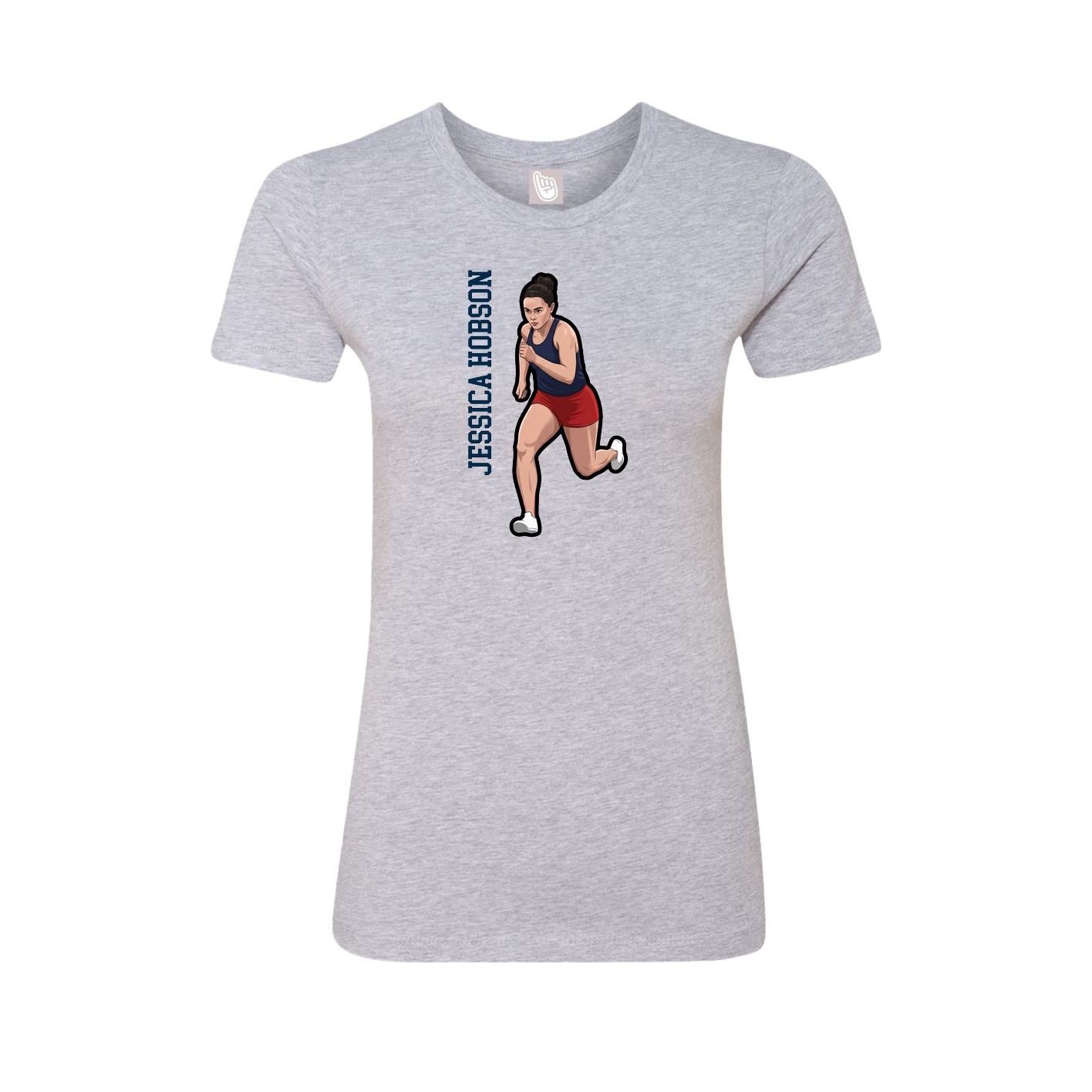 Fitted Women's Tee — Name Vertical in Grey