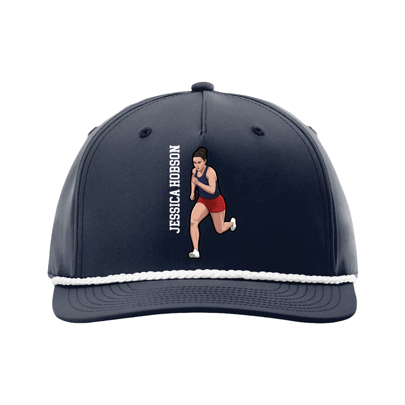 Five-Panel Classic Rope Cap — Name Vertical in Navy