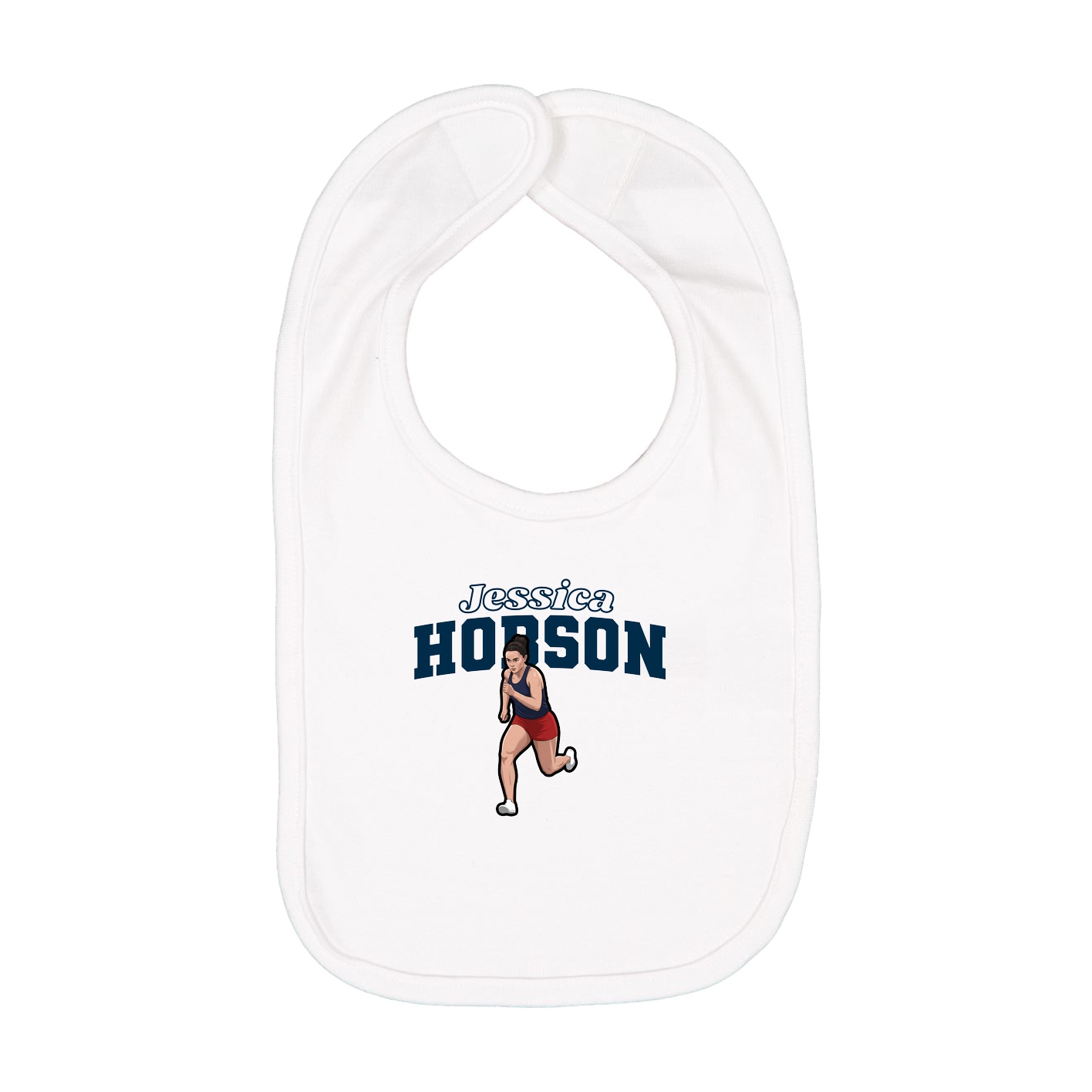 Infant Bib — Name Arch in White