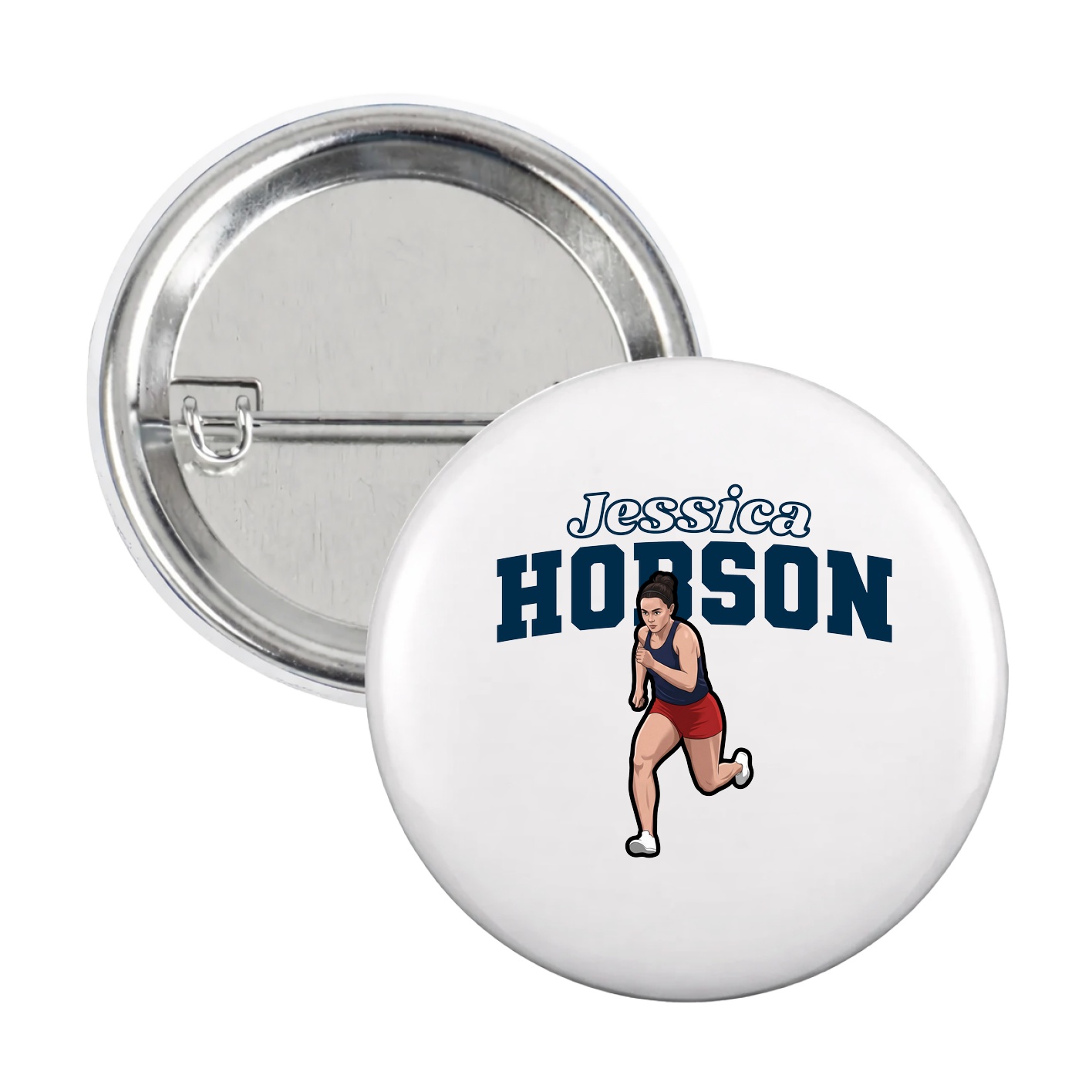 Game Day Button — Name Arch in White