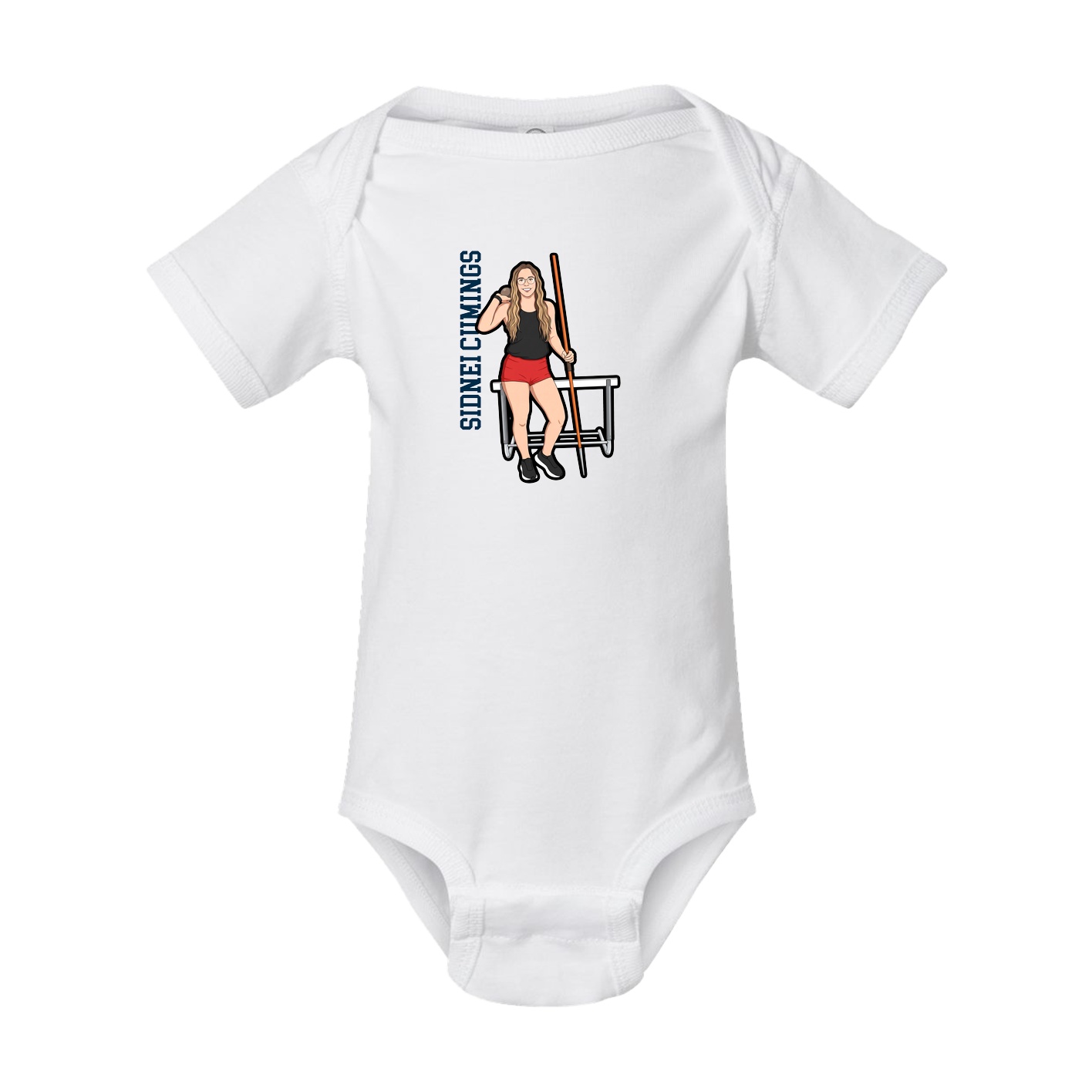 Baby Onesie — Name Vertical in White