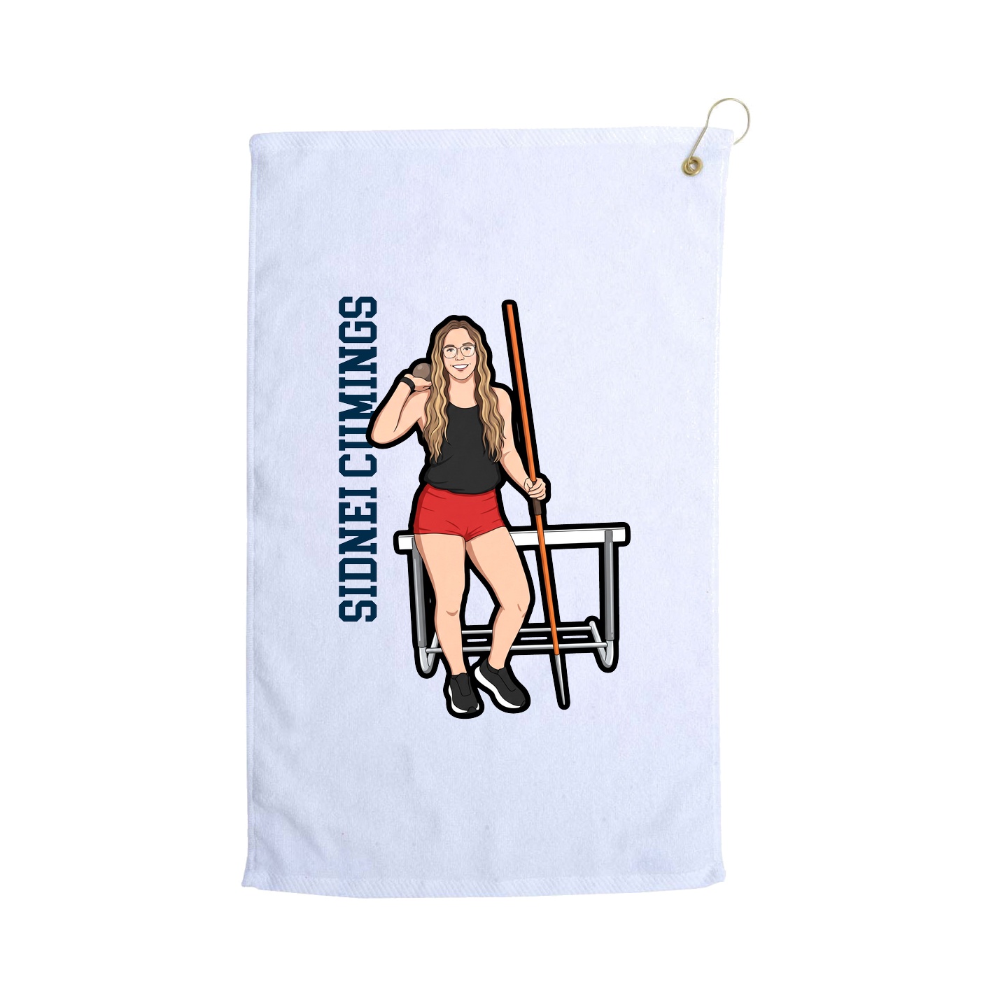 Golf Towel — Name Vertical in White