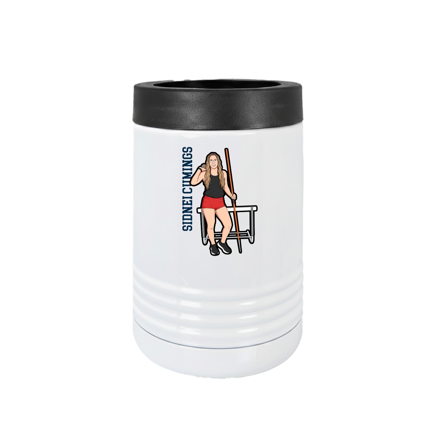 Beverage Holder — Name Vertical in White