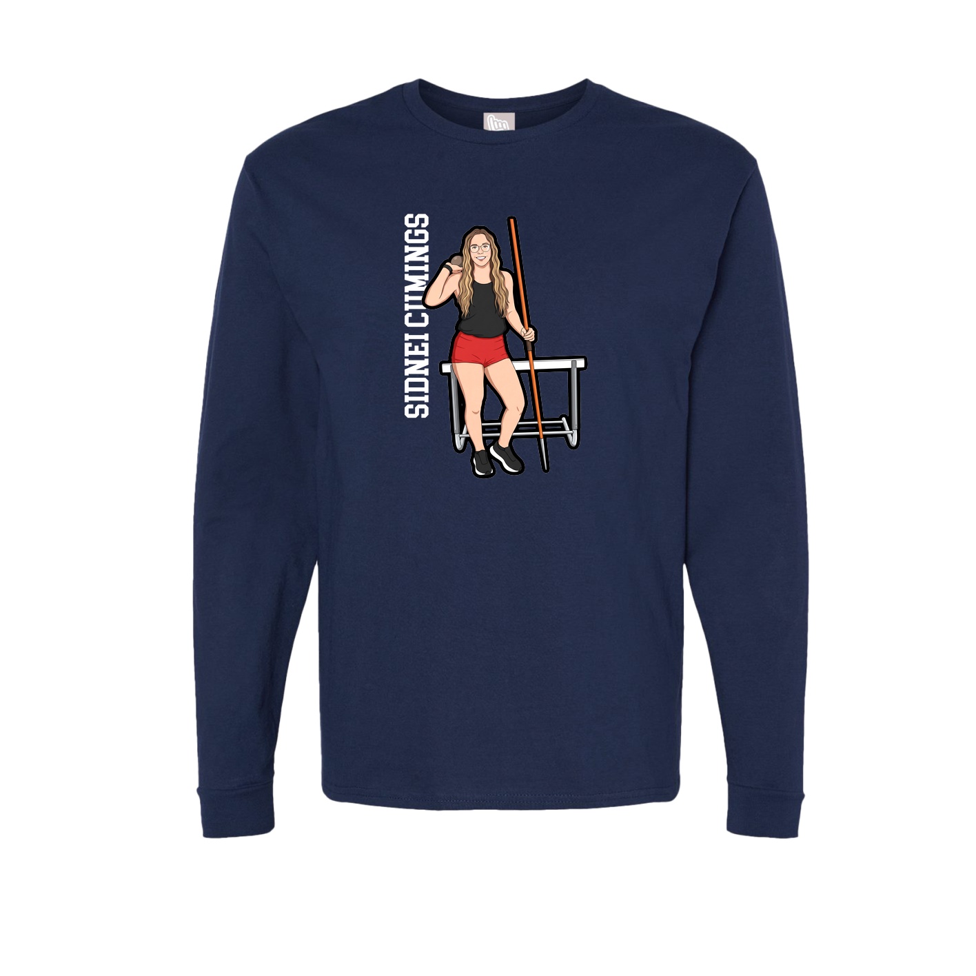 Long Sleeve Tee — Name Vertical in Navy