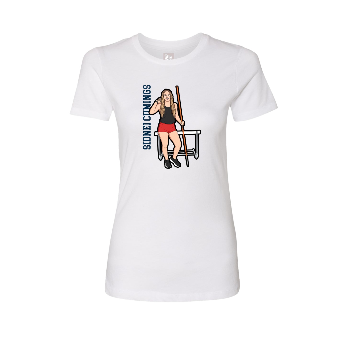 Fitted Women's Tee — Name Vertical in White