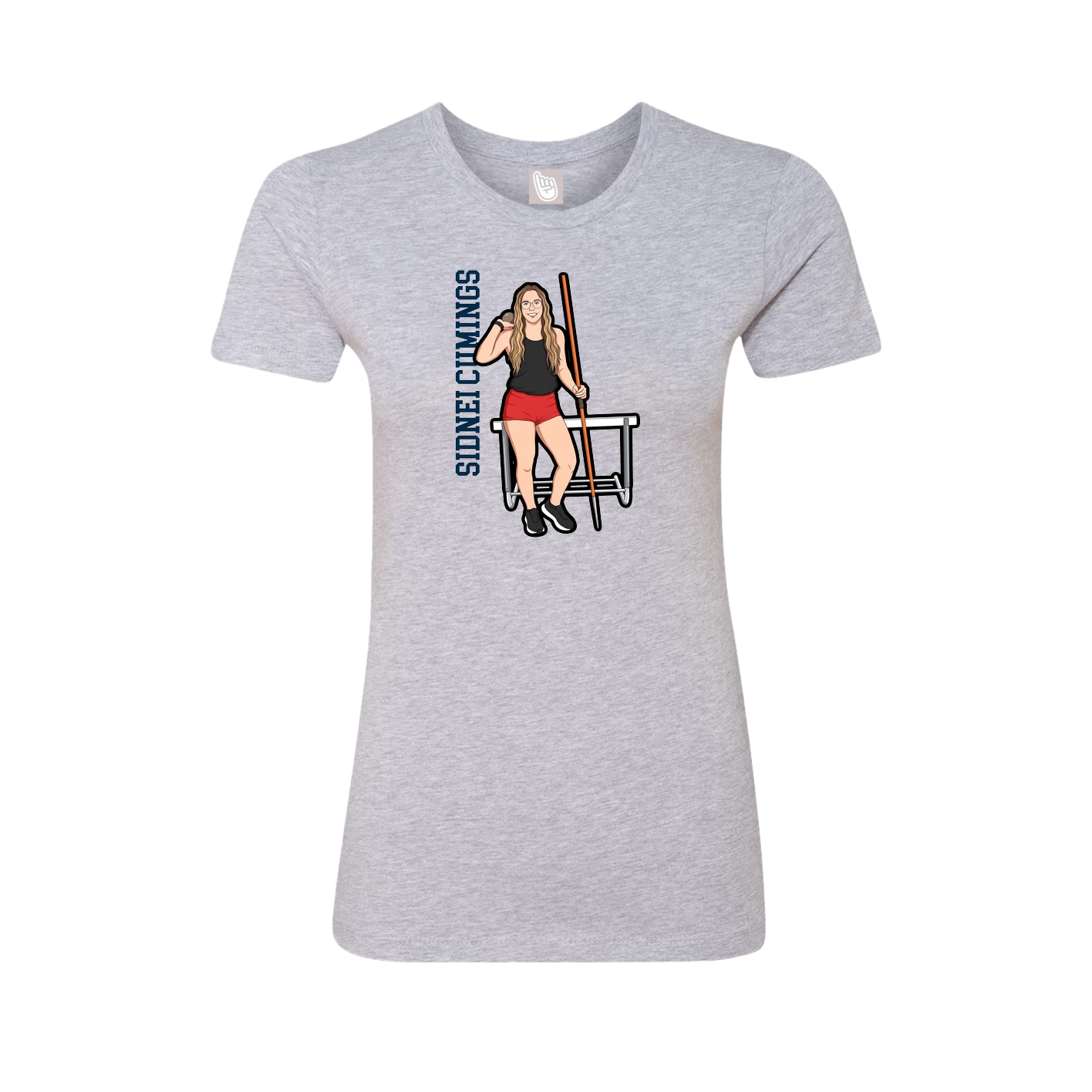 Fitted Women's Tee — Name Vertical in Grey