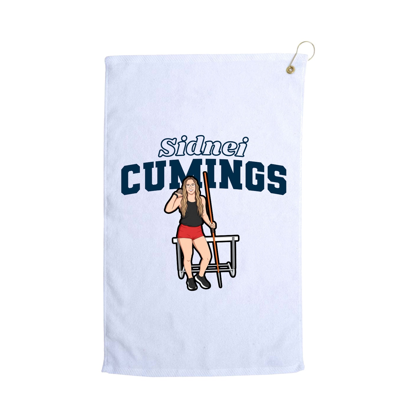 Golf Towel — Name Arch in White