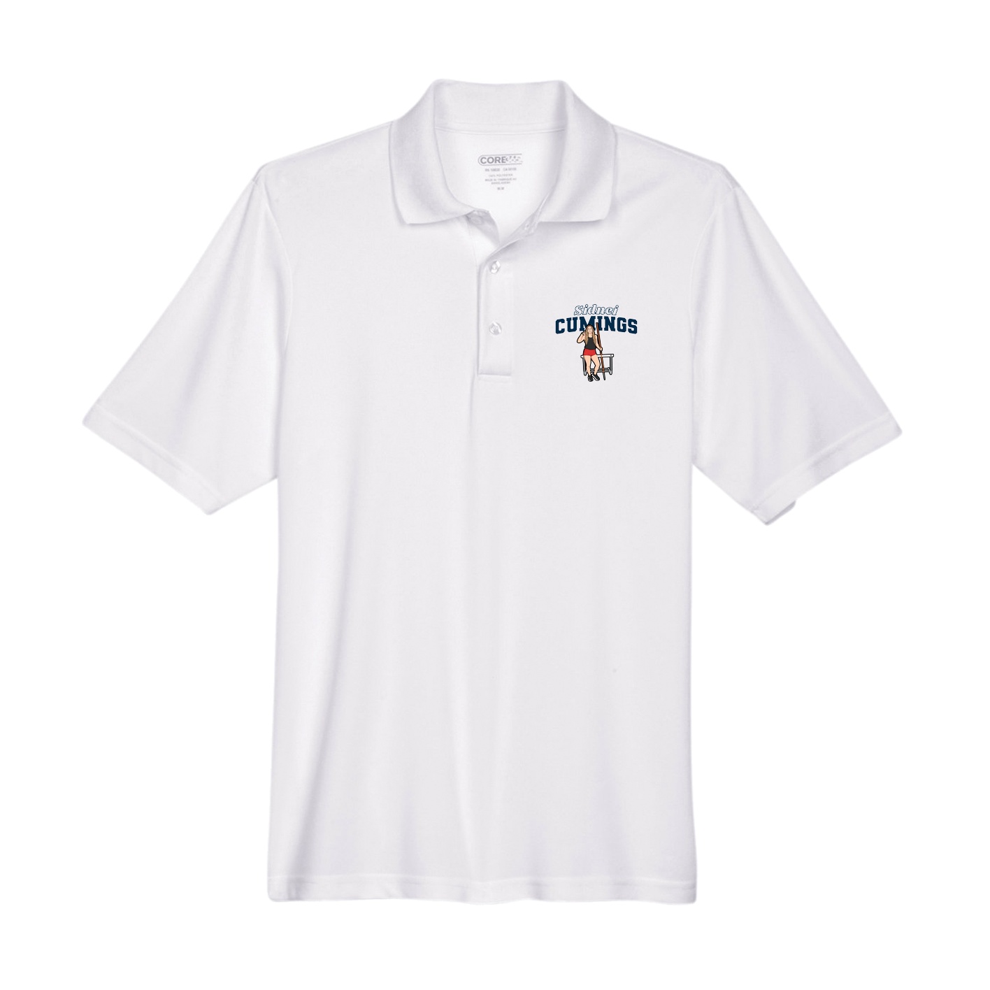 Performance Polo — Name Arch in White